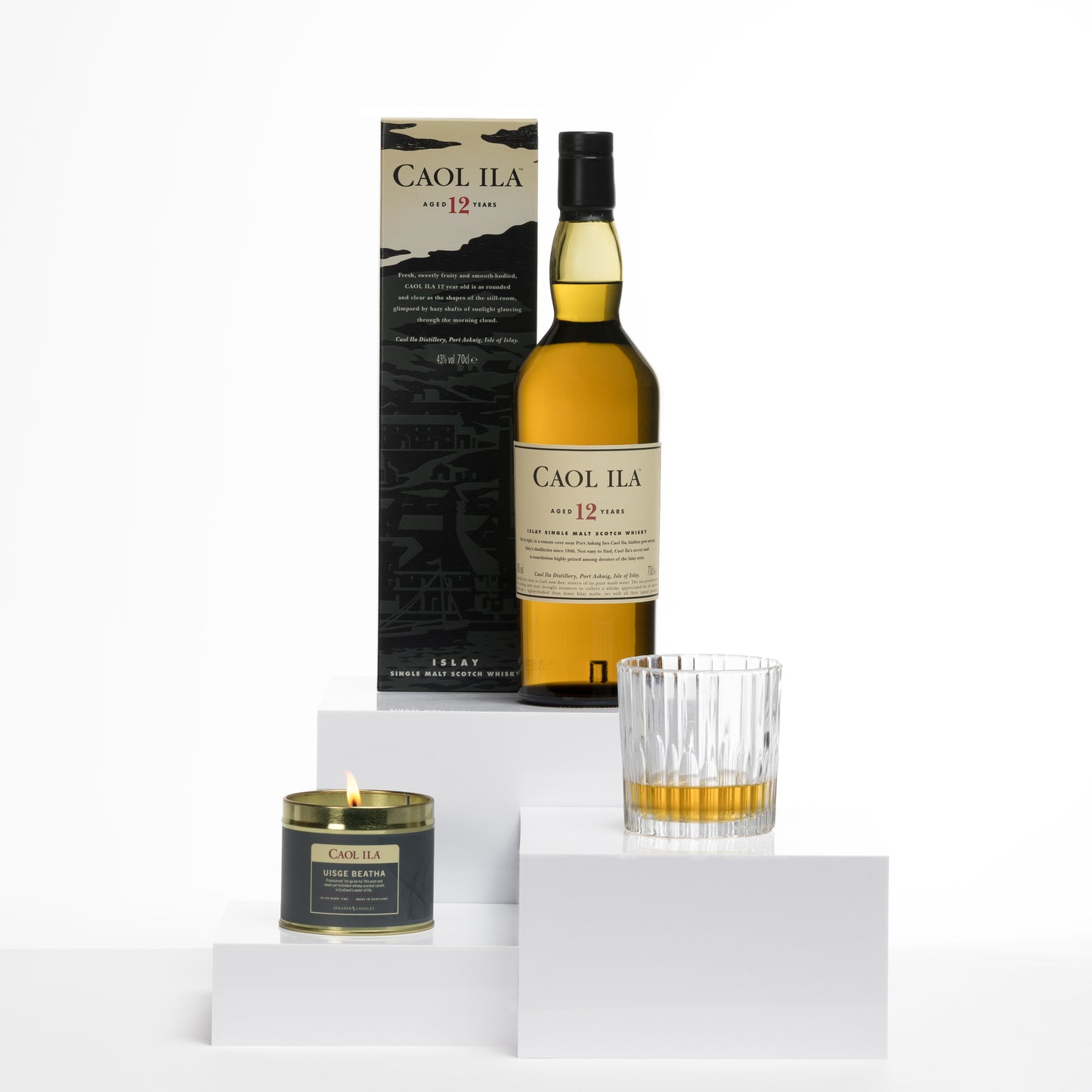 Caol Ila 12 Year Old Single Malt Scotch Whisky, 70cl & Caol Ila Candle