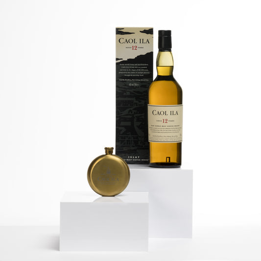 Caol Ila 12 Year Old Single Malt Scotch Whisky, 70cl & Caol Ila Round Flask