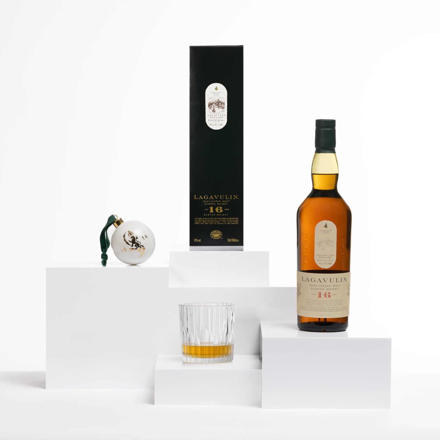 Lagavulin 16 Year Old Single Malt Scotch Whisky, 70cl & Lagavulin Christmas Bauble