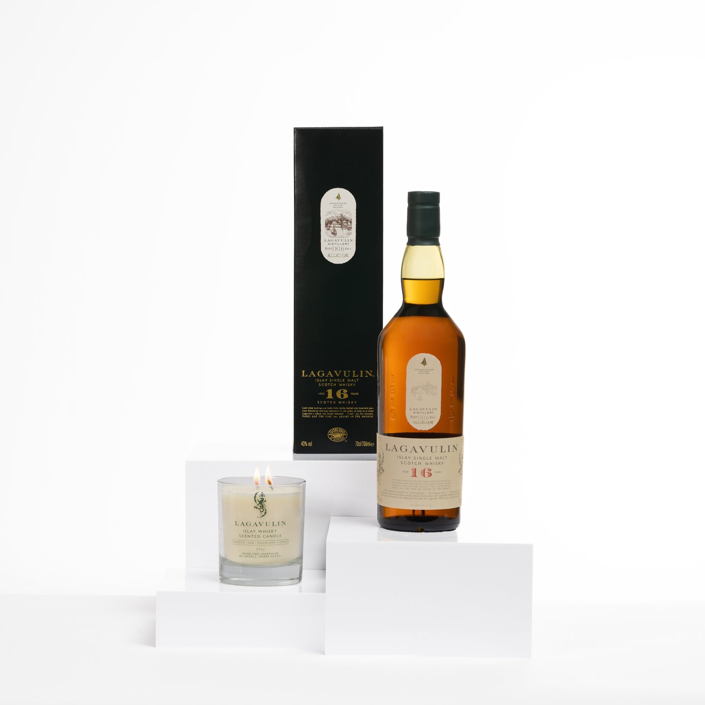 Lagavulin 16 Year Old Single Malt Scotch Whisky, 70cl & Lagavulin Islay Candle